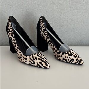 Leopard Print Block Heel Pumps
